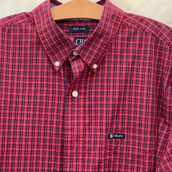 Chaps by Ralph Lauren red and blue checked easy care shirt sz L - Picture 1 of 8